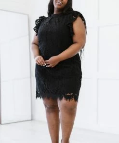 Trendsi Fit For Royalty Lace Flutter Sleeve Dress