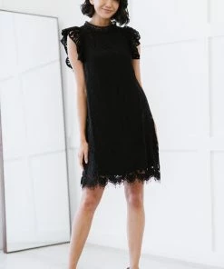 Trendsi Fit For Royalty Lace Flutter Sleeve Dress