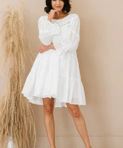 Trendsi Up, Up, And Away Tiered Crochet Trim Dress Apparel