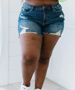 Trendsi Judy Blue McKenna Destroyed Cutoff Denim Shorts Apparel
