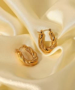 Trendsi Devoted To You Twisted Hoop Earrings