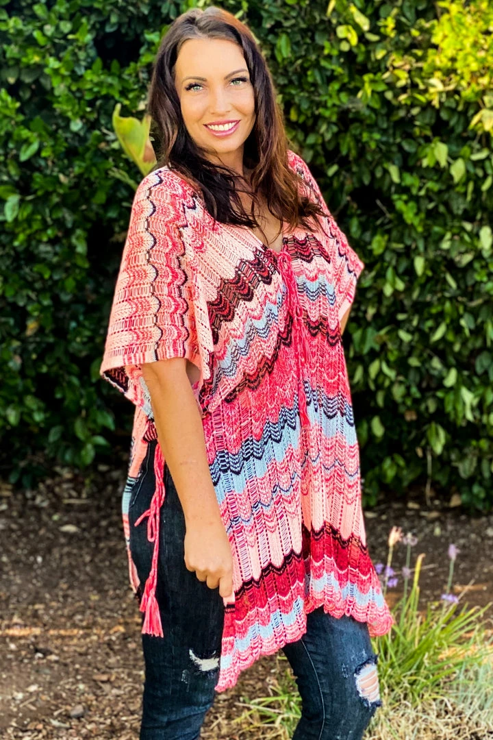 Boutique Simplified Beachy Waves Loose Fit Poncho 2 Boutique Simplified Beachy Waves Loose Fit Poncho