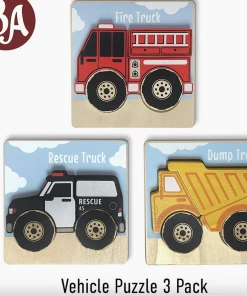 BeginAgain Gifts Vehicles Puzzles 3-Pack - Chunky Pieces 5 Piece Puzzles