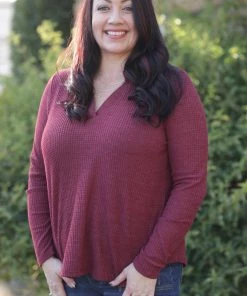 Boutique Simplified Burgundy Thumbhole Gabby