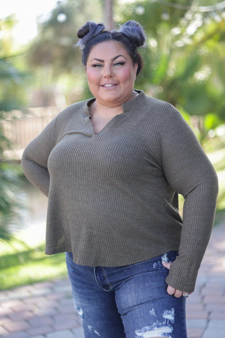 Boutique Simplified Olive Thumbhole Gabby 2 Boutique Simplified Olive Thumbhole Gabby