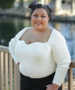 Boutique Simplified Total Doll Sweater Bodysuit - Ivory