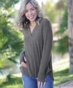 Boutique Simplified Olive Thumbhole Gabby