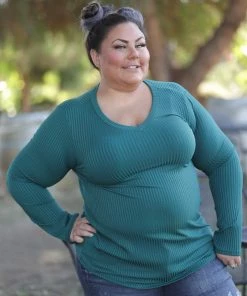 Boutique Simplified Subtly Striped Long Sleeve Top