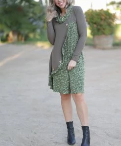 Boutique Simplified Winter Meadows Cowl Neck Dress