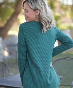 Boutique Simplified Subtly Striped Long Sleeve Top