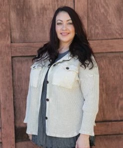 Boutique Simplified Vintage Wash Stone Shacket