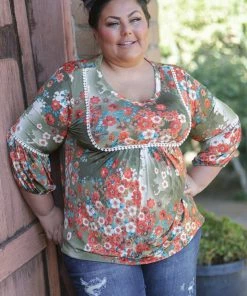 Boutique Simplified Fall Picnic 3/4 Sleeve Top