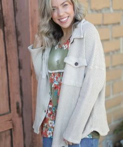 Boutique Simplified Vintage Wash Stone Shacket