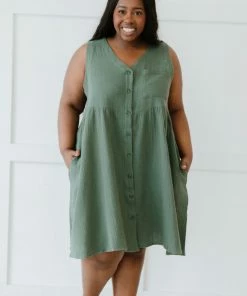 Trendsi Apparel Farmers' Market Button-Up Sleeveless Dress