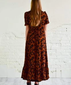 BigHit Fashion Leopard Print Satin Maxi Wrap Dress