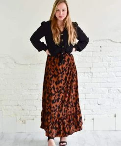 BigHit Fashion Leopard Print Satin Maxi Wrap Dress