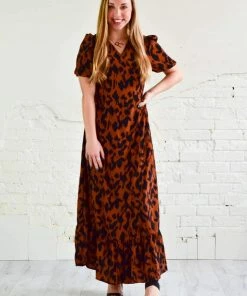 BigHit Fashion Leopard Print Satin Maxi Wrap Dress