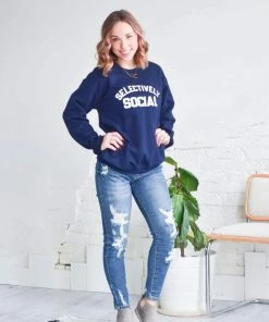 Blume + Co. Apparel Selectively Social Navy Pullover Sweatshirt