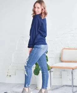 Blume + Co. Apparel Selectively Social Navy Pullover Sweatshirt