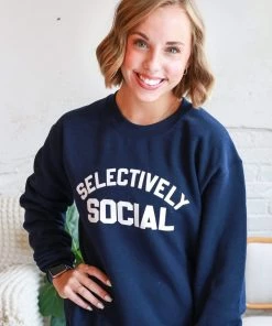Blume + Co. Apparel Selectively Social Navy Pullover Sweatshirt