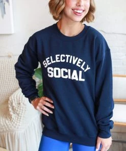 Blume + Co. Apparel Selectively Social Navy Pullover Sweatshirt
