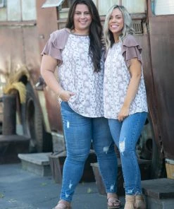 Boutique Simplified Earthy Tones Flutter Sleeve