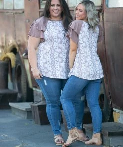 Boutique Simplified Earthy Tones Flutter Sleeve