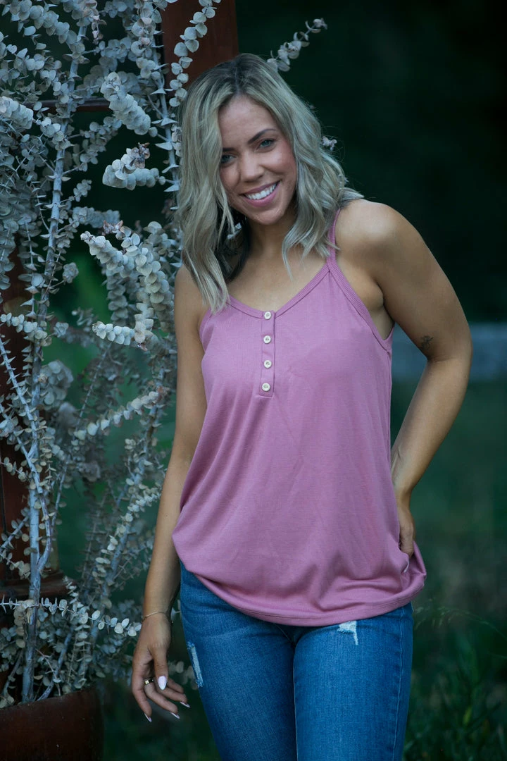 Boutique Simplified Heart & Soul Tank In Mauve 1 Boutique Simplified Heart & Soul Tank In Mauve