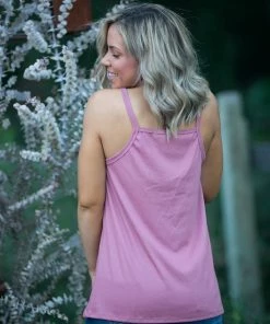 Boutique Simplified Heart & Soul Tank In Mauve