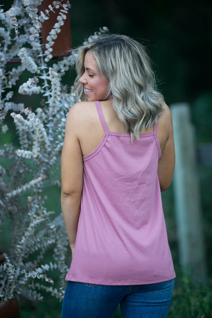 Boutique Simplified Heart & Soul Tank In Mauve 2 Boutique Simplified Heart & Soul Tank In Mauve