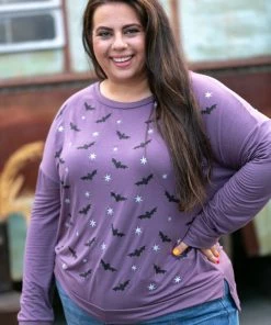 Boutique Simplified Batty For You Long Sleeve Top