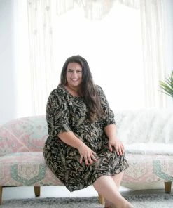 Boutique Simplified Neutral Paisley Dress