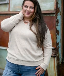 Boutique Simplified All The Feels Pullover In Taupe