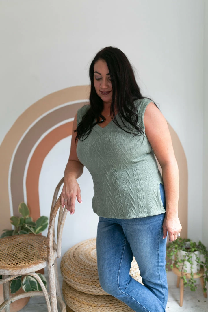 Boutique Simplified Olive You Sweater Tank 3 Boutique Simplified Olive You Sweater Tank