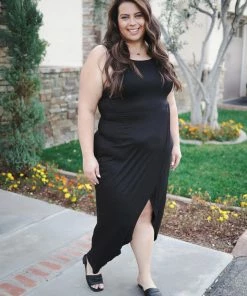 Boutique Simplified Lily Tulip Maxi Dress In Black 3X