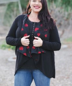 Boutique Simplified Cascading Hearts Cardigan