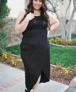 Boutique Simplified Lily Tulip Maxi Dress In Black 3X