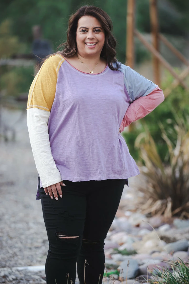 Boutique Simplified Dyed With Spring Color Block Top 3 Boutique Simplified Dyed With Spring Color Block Top