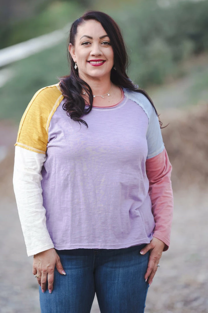 Boutique Simplified Dyed With Spring Color Block Top 1 Boutique Simplified Dyed With Spring Color Block Top