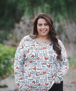 Boutique Simplified Fall In Love Long Sleeve Top