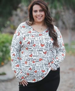 Boutique Simplified Fall In Love Long Sleeve Top