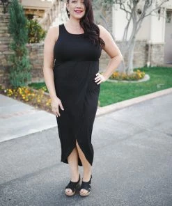 Boutique Simplified Lily Tulip Maxi Dress In Black 3X