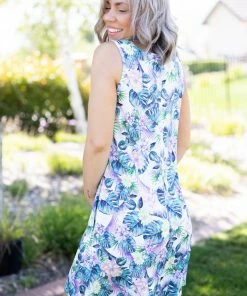 Boutique Simplified Paradise In The Tropics Swing Dress