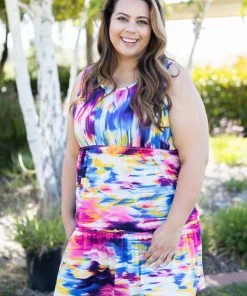 Boutique Simplified Summer Splashed Ruffle Dress Apparel