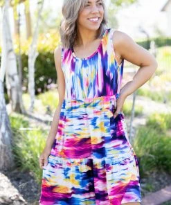 Boutique Simplified Summer Splashed Ruffle Dress Apparel
