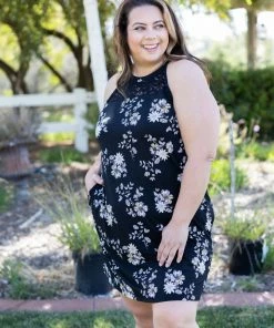 Boutique Simplified Floral Lace Trim Dress Apparel