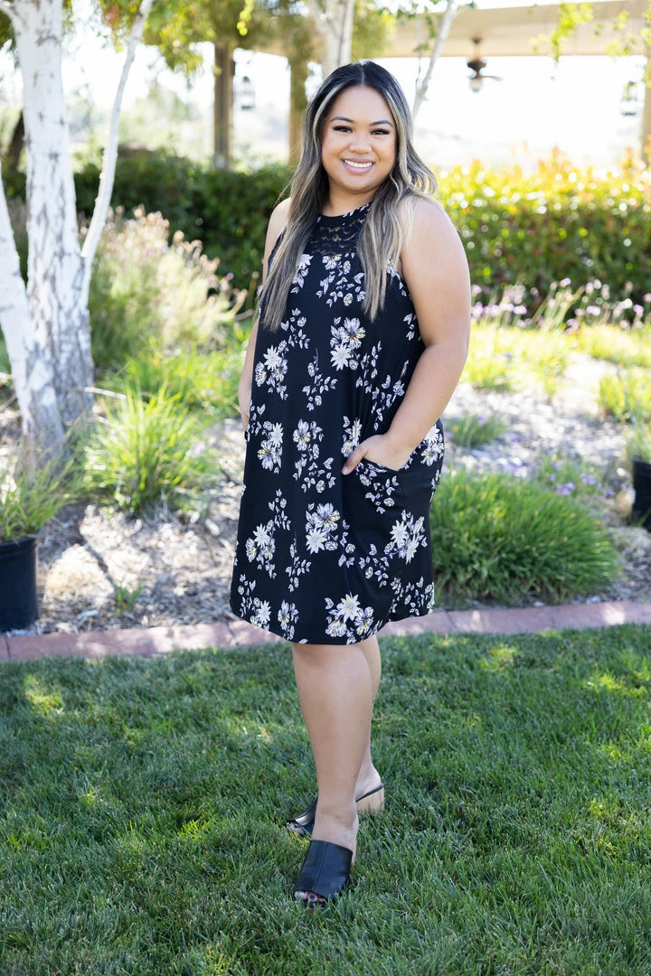 Boutique Simplified Floral Lace Trim Dress Apparel 4 Boutique Simplified Floral Lace Trim Dress Apparel