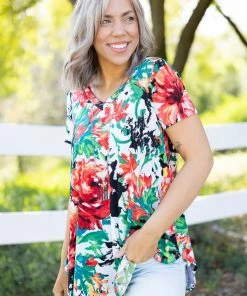Boutique Simplified Soulfire Floral Short Sleeve