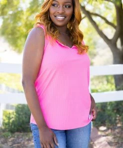 Boutique Simplified Glam Doll Tank In Neon Pink