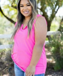 Boutique Simplified Glam Doll Tank In Neon Pink